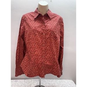 Womens Roper Brand Western Red Paisley Shirt Pearl Snaps Long Sleeve Size L EUC